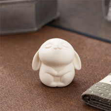 Pure White Rabbit Small Tea Pet Ceramic Fine Workmanship Animal Tea Pet Beautiful Decorative Handmade Crocodile Tea Figurine